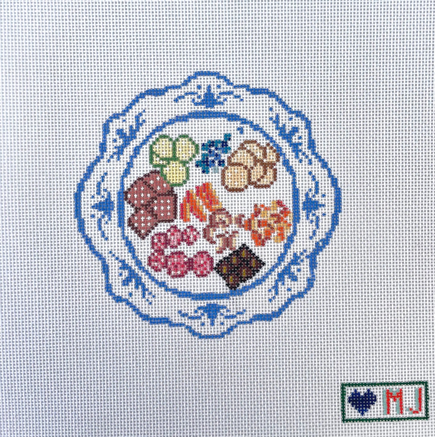 girl dinner Hand Painted Needlepoint Canvas