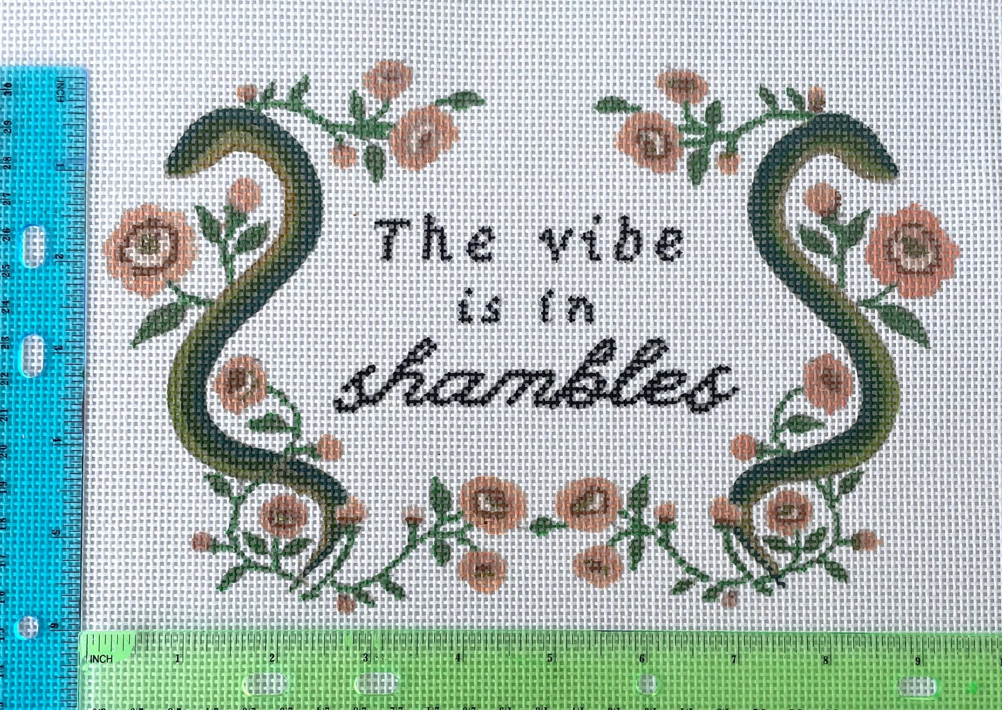 PRE ORDER- 4 weeks the vibe is in shambles Hand Painted Needlepoint Canvas