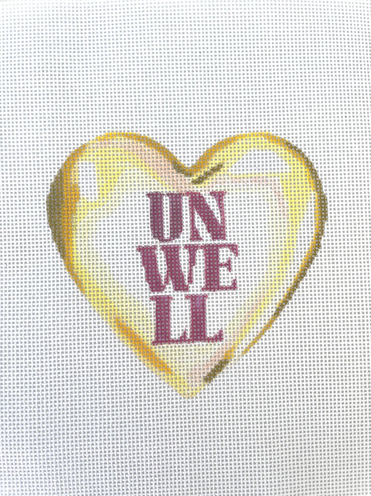 PRE ORDER- 4 weeks hand painted emotional support needlepoint canvas - unwell heart
