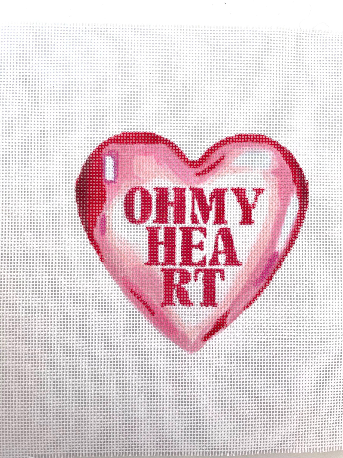 PRE ORDER- 4 weeks hand painted emotional support needlepoint canvas - Oh My Heart - heart
