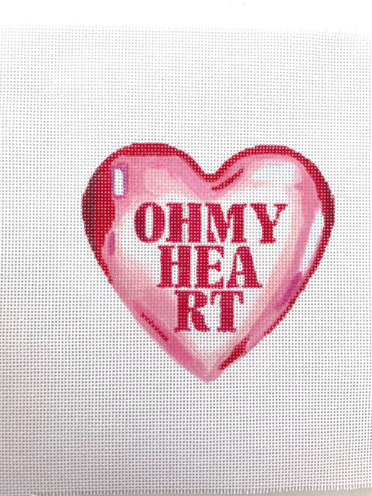 PRE ORDER- 4 weeks hand painted emotional support needlepoint canvas - Oh My Heart - heart