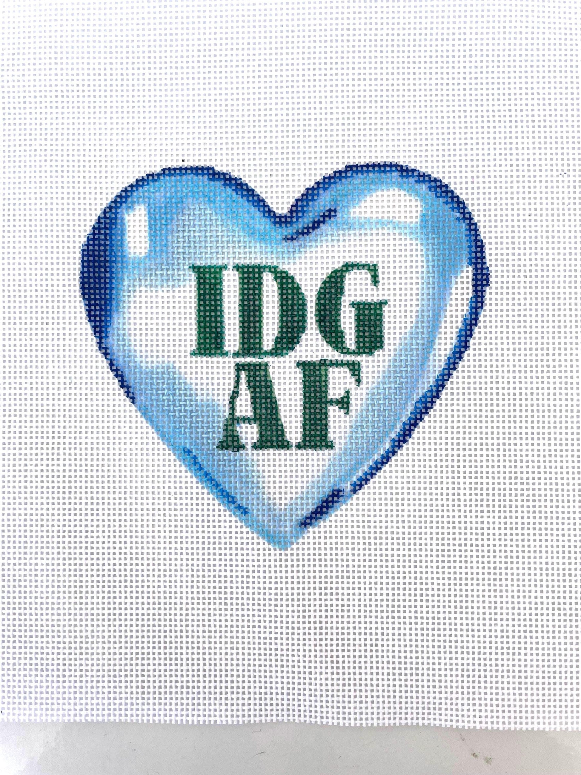 PRE ORDER- 4 weeks hand painted emotional support needlepoint canvas - idgaf heart