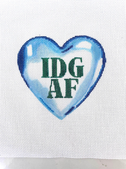 PRE ORDER- 4 weeks hand painted emotional support needlepoint canvas - idgaf heart