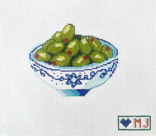 Bowl of olives stitch Painted Needlepoint Canvas