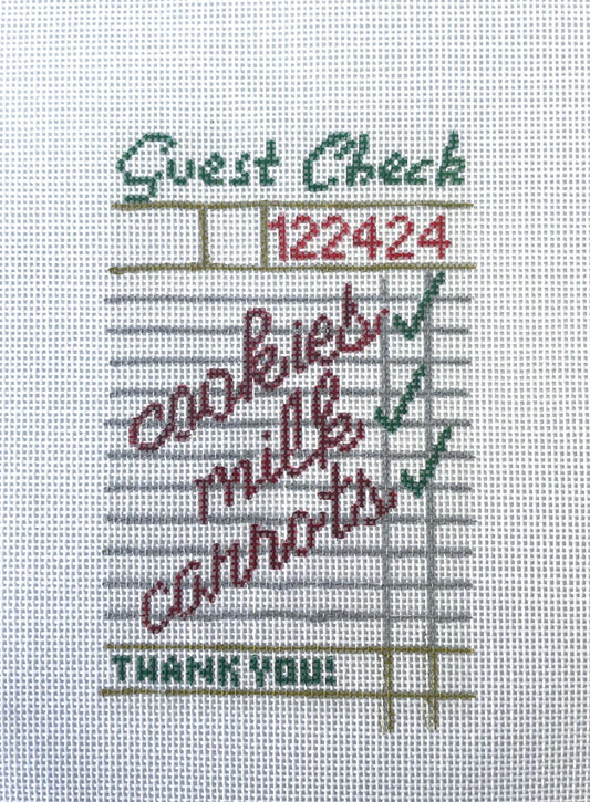 Santa’s guest check- hand painted needlepoint canvas