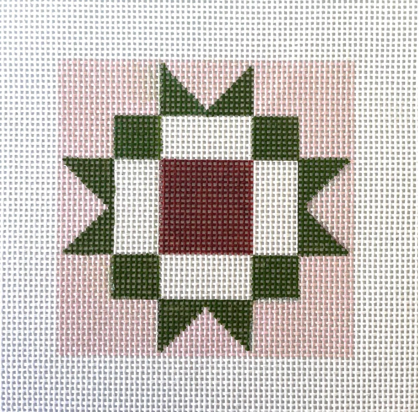 Christmas quilt square coaster 1- hand painted needlepoint canvas