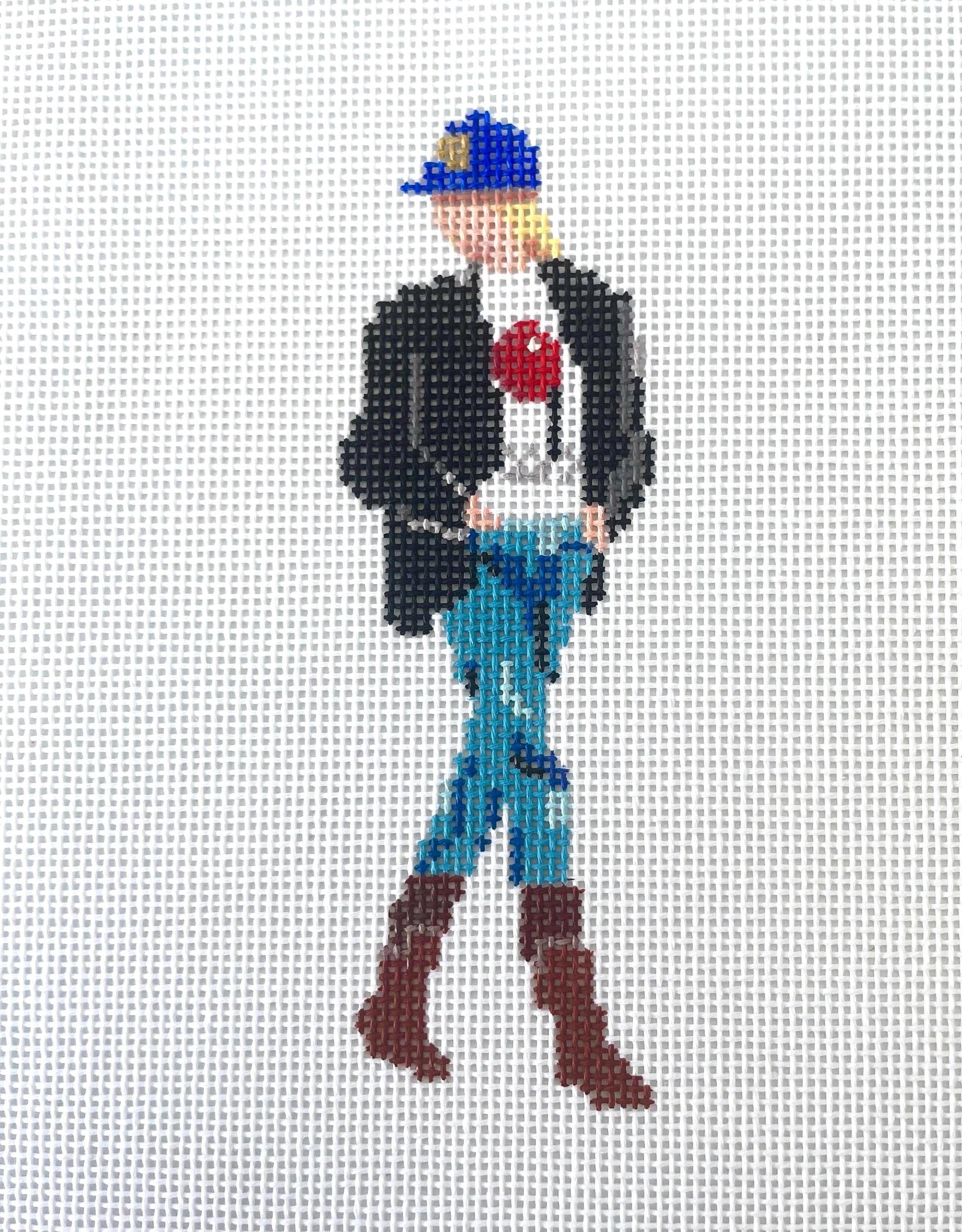 Princess Diana - Iconic Fall fashion - hat blazer and boots stitch painted needlepoint canvas