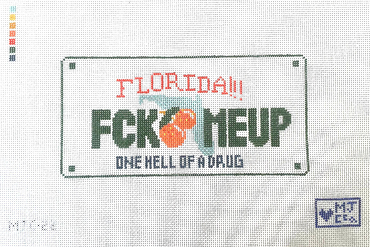 Florida!!! inspired Hand Painted Needlepoint Canvas - 18 mesh