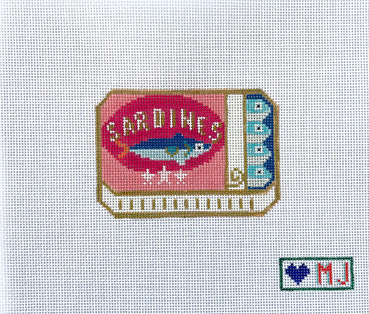 Pink Sardines / Hand Painted Needlepoint Canvas