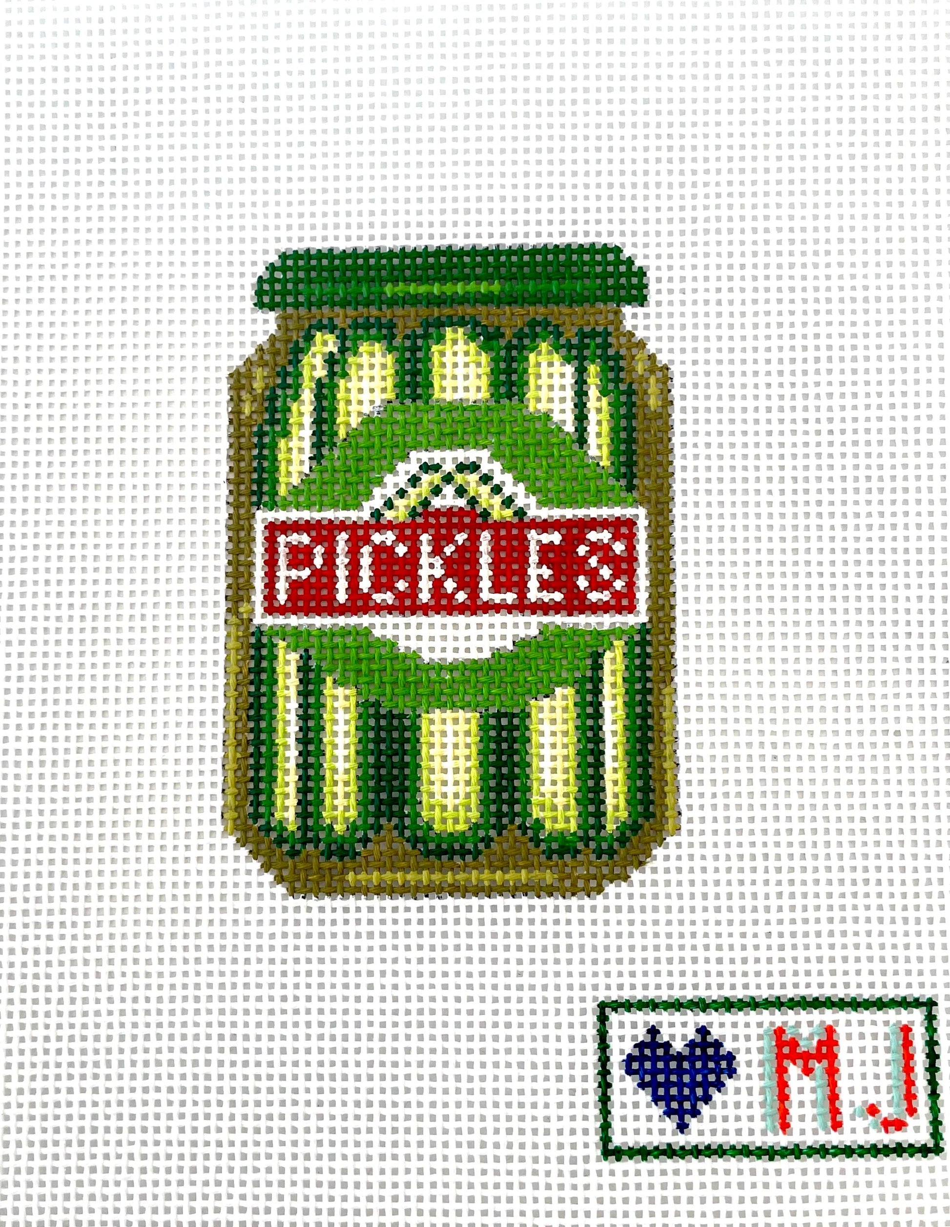 PRE ORDER- 4 weeks Jar of pickles Hand Painted Needlepoint Canvas