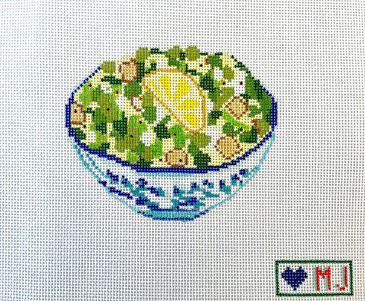 Caesar salad bowl Hand Painted Needlepoint Canvas
