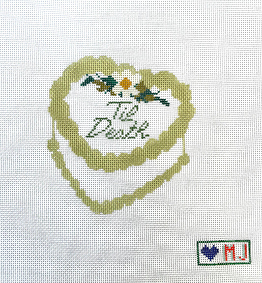 Wedding heart cake - til death - Hand Painted Needlepoint Canvas